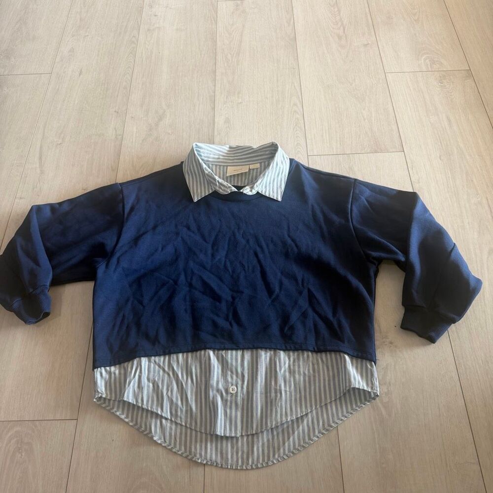 Anthropologie x Maeve Layered Oversized Twofer Sweatshirt Size s